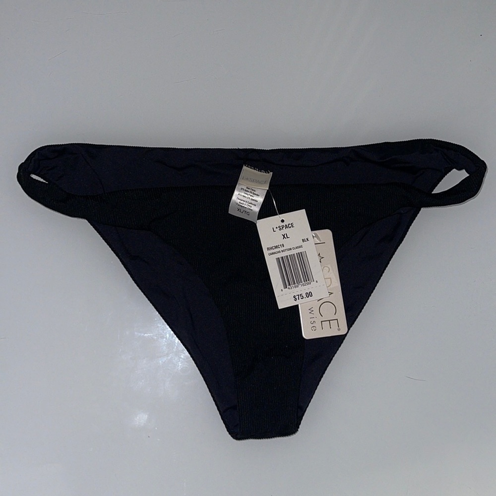 LSpace NWT MicroRib Black Bikini Bottom XL